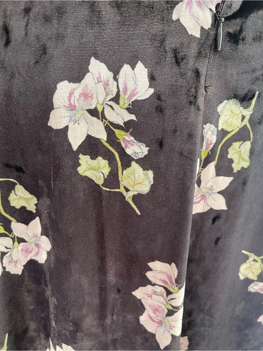 Hutch Black Purple Floral Crushed Velvet Midi Dress Square Neck Lined S - Picture 7 of 11